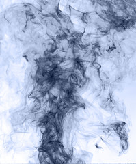 blue smoke on a white background. inversion