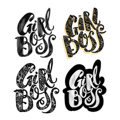 Girl Boss modern business concept of independent women. Watercol