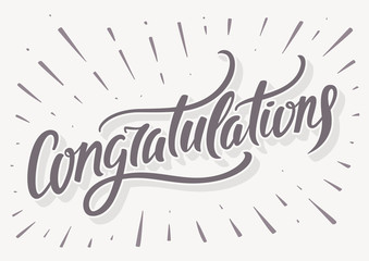 Congratulations card. Hand lettering - obrazy, fototapety, plakaty