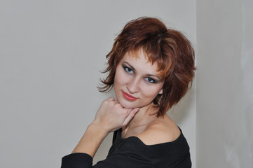 Fototapeta premium cute young girl on the shooting in the studio