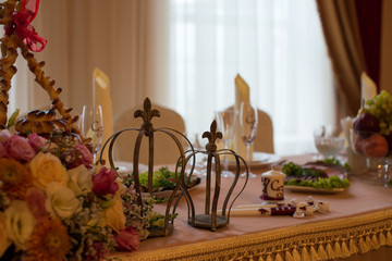 Ornate wedding celebration in a restaurant