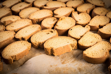 rack of organic baked biscuits in an industrial oven