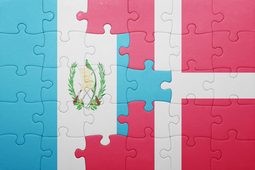 puzzle with the national flag of guatemala and denmark