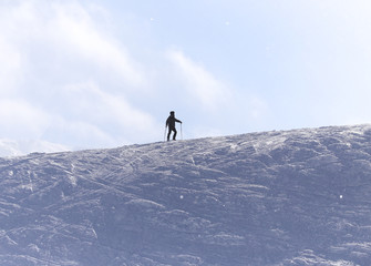 Naklejka na ściany i meble people skiing in the snow in the winter