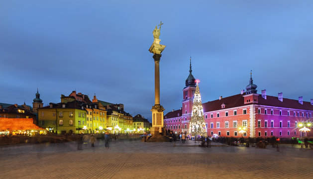 Fototapeta Old City of Warsaw in Poland in the evening,