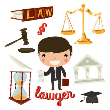 Lawyer Kid Set. Children Professions