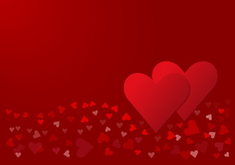 Two red hearts with a wave of red hearts