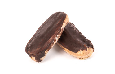 Cake eclair, decorated chocolate