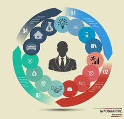 Infographic template . Design concept for presentation, round chart or diagram. Vector EPS10