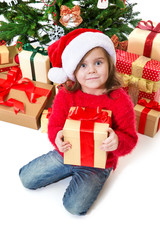 Fototapeta na wymiar Little girl in Christmas box