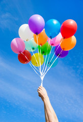 balloons on the background of blue sky