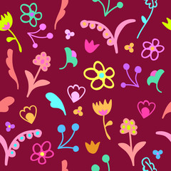 Cute seamless doodle floral ornament