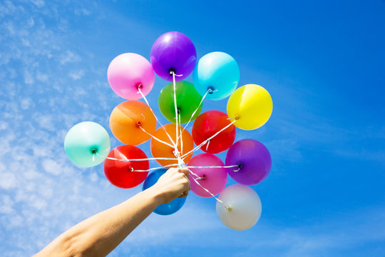 balloons on the background of blue sky