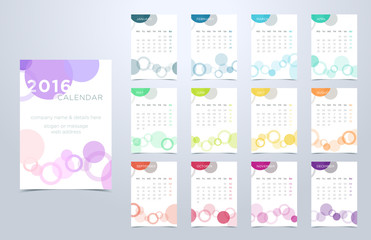 Calendar 2016 Vector Circles Design