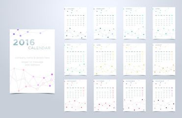 Calendar 2016 Vector Connected Dots Lines Design