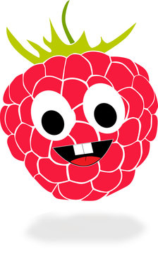 Cartoon raspberry with grin