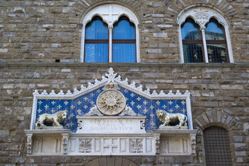 Facade at the main entrance of Palazzo Vecchio