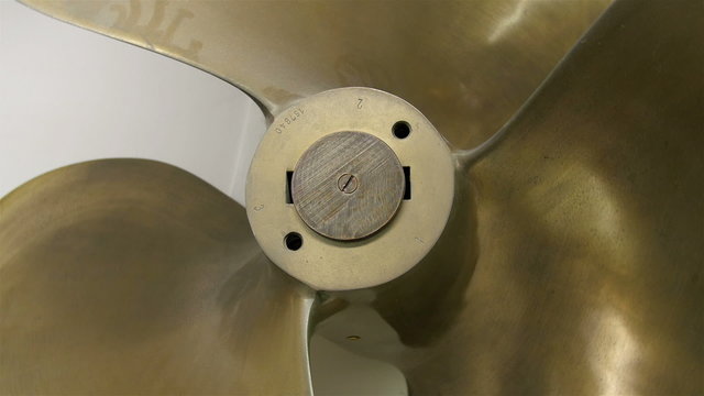 The big metal ship propeller. The propeller helps in the ship to move in the water 