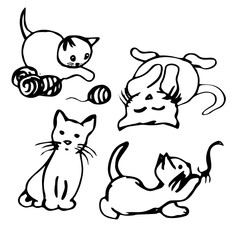 Funny cartoon kittens (set)