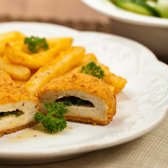 Chicken Kiev Cutlet. Macro with shallow dof. Selective focus.