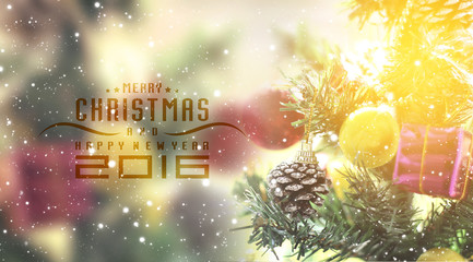 Christmas and happy new year 2016, blossom and vintage design,motion blur background