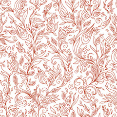 Henna Mehndi Tattoo Flowers Doodles Seamless Pattern