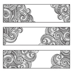 Corporate Identity vector templates set with doodles paisley the
