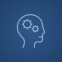 Human head with gear line icon.