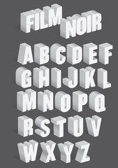 Three Dimensional Retro Vector Alphabet with shadows inspired by old film noir movie titles.