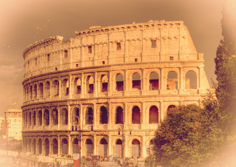 Rome colosseum. Retro toned.