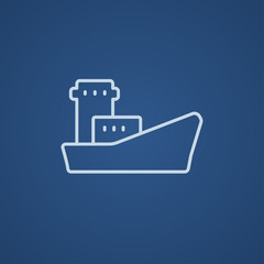 Cargo container ship line icon.