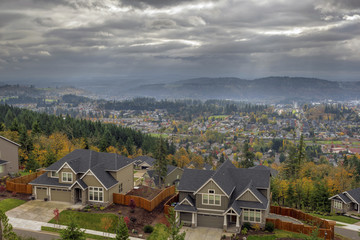 Fototapeta na wymiar Happy Valley Residential Homes in Fall