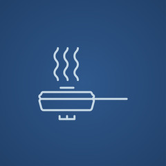 Frying pan with cover line icon.