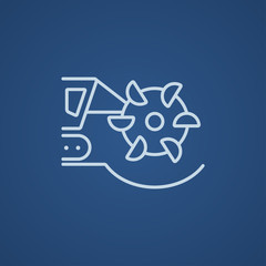 Coal machine with rotating cutting drum line icon.