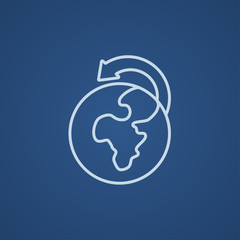 World wide cargo transportation line icon.