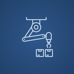 Robotic packaging line icon.