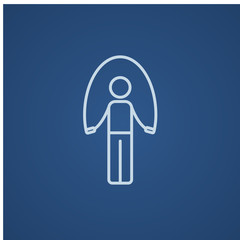 Man exercising with skipping rope line icon.