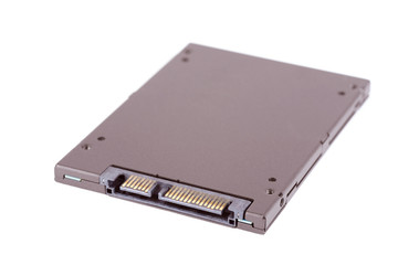 Closeup photo of a SSD on white