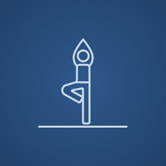 Man practicing yoga line icon.