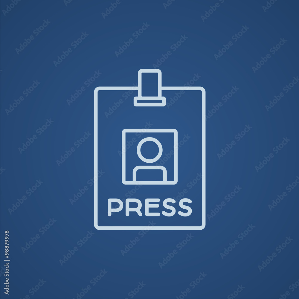 Poster press pass id card line icon.