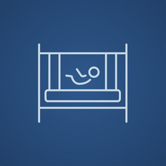 Baby laying in crib line icon.