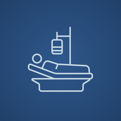 Patient lying on bed line icon.