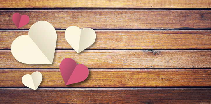 Hearts for Valentines Day Background, wood texture background