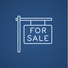 For sale placard line icon.