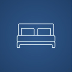 Double bed line icon.