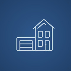 House with garage line icon.