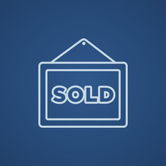 Sold placard line icon.