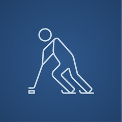 Hockey player line icon.