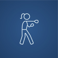 Female boxer line icon.