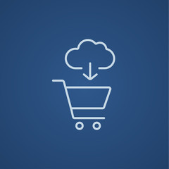 Online shopping line icon.